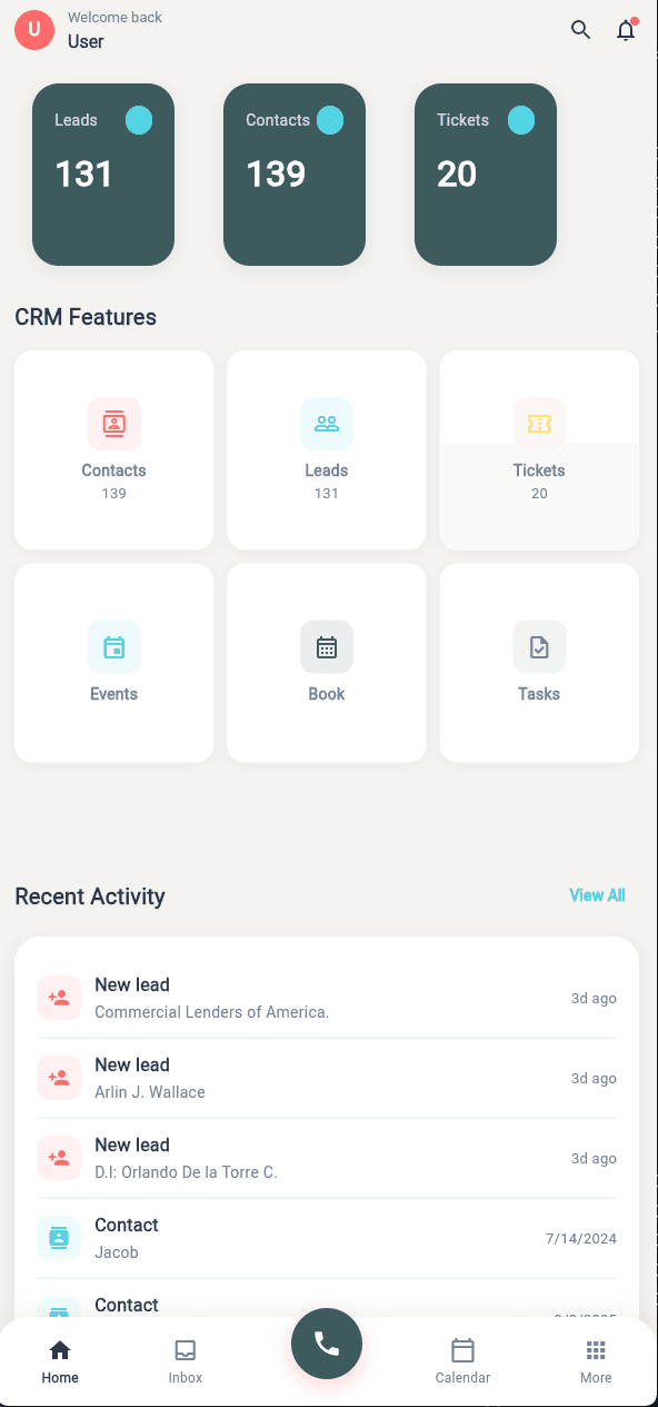 Mobile App - Home Screen